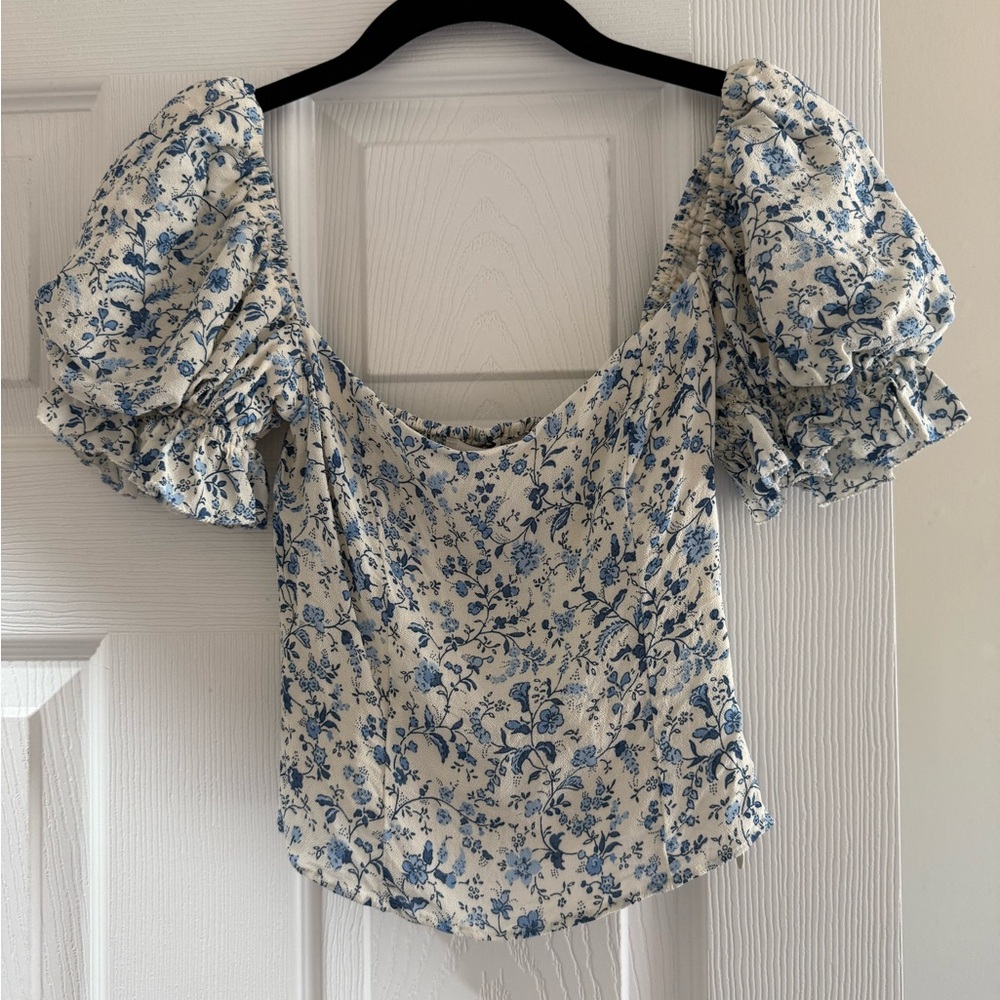 Reformation Marin Floral Puff-Sleeve Top